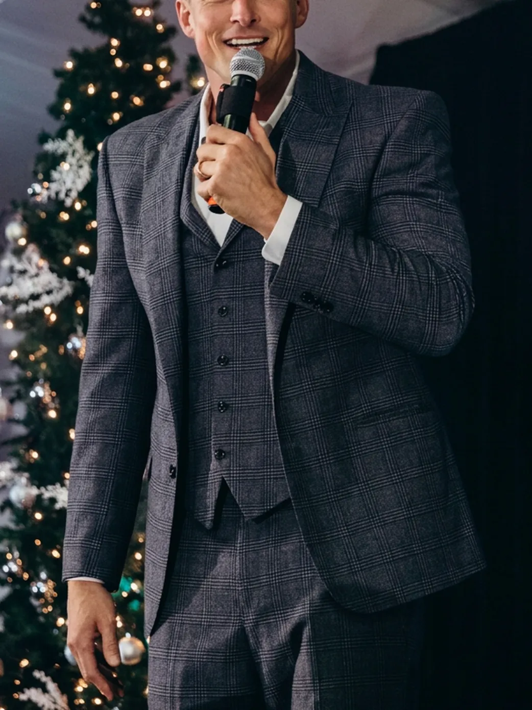 Speaker on stage at the Movement Christmas Party
